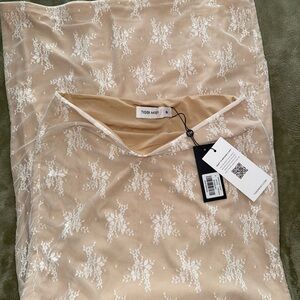 Tiger Mist Beige and White Lace Skirt